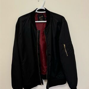 Classic Black Bomber Jacket with Gold Accents